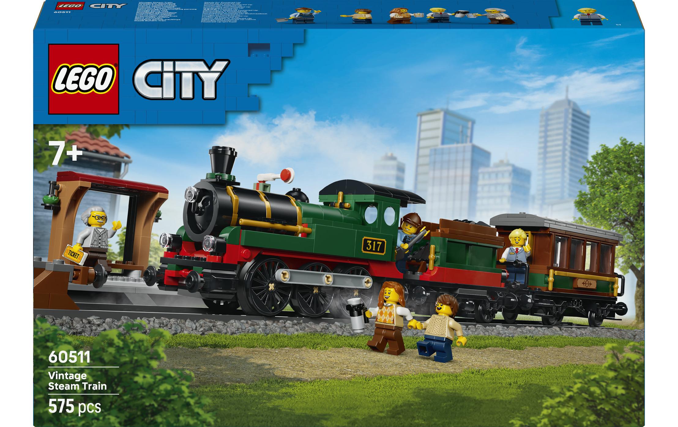 LEGO Klassischer Dampfzug Eisenbahn – City – 575-teilig – 28,2 × 7,2 × 43,2 cm – ab 7 J.