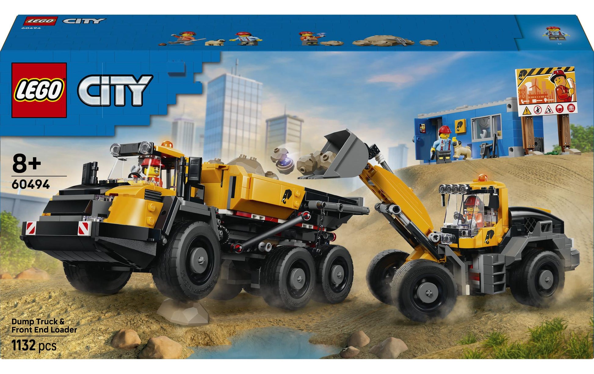 LEGO City Baukasten Kipplaster und Schaufellader – 1132-teilig – 28,2 × 11,8 × 54 cm – ab 8 J.