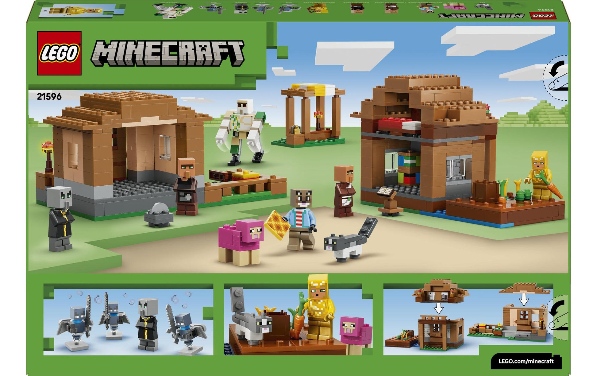 LEGO Angriff des Magiers auf das Dorf Bauset – Minecraft – 607-teilig – 28,2 × 6,1 × 43,2 cm – ab 9 J.