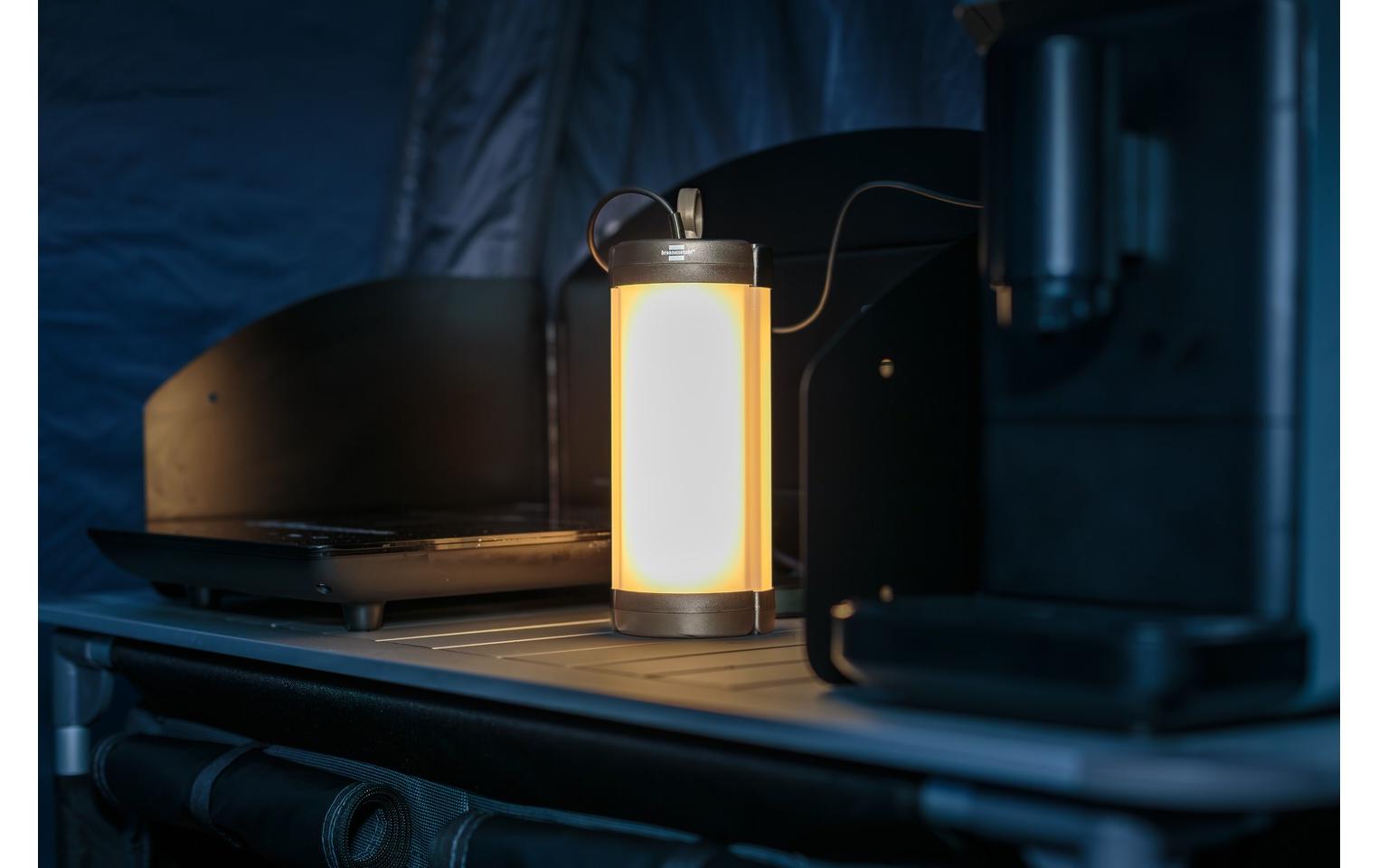 Brennenstuhl Vorzeltleuchte – 550 lm – IP54 – Batteriebetrieb – 3 Helligkeitsstufen – Schwarz – Kunststoff