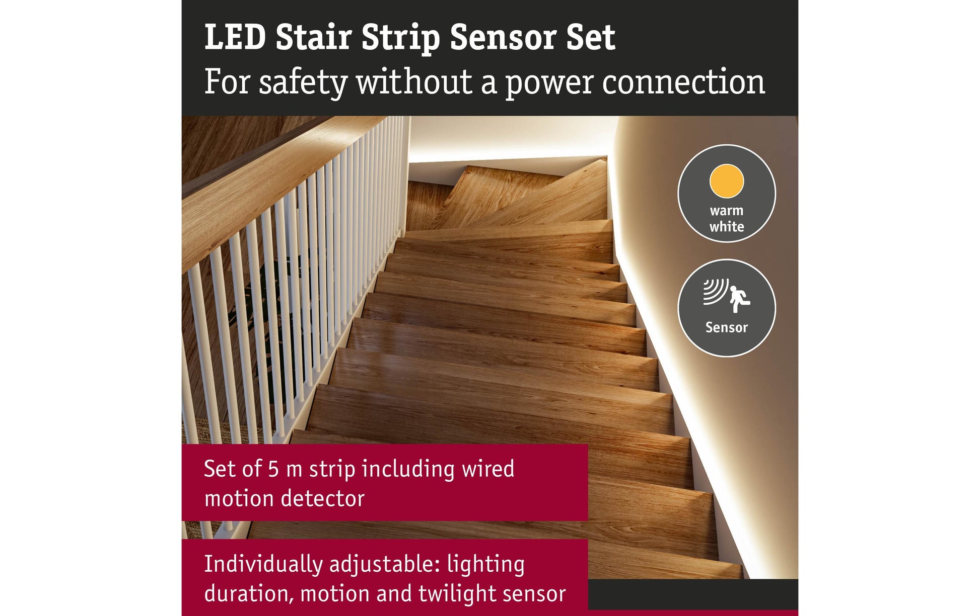 Paulmann LED-Strip – 5 m, 900 lm, 5 W, 3000 K, dimmbar, Infrarot, weiss