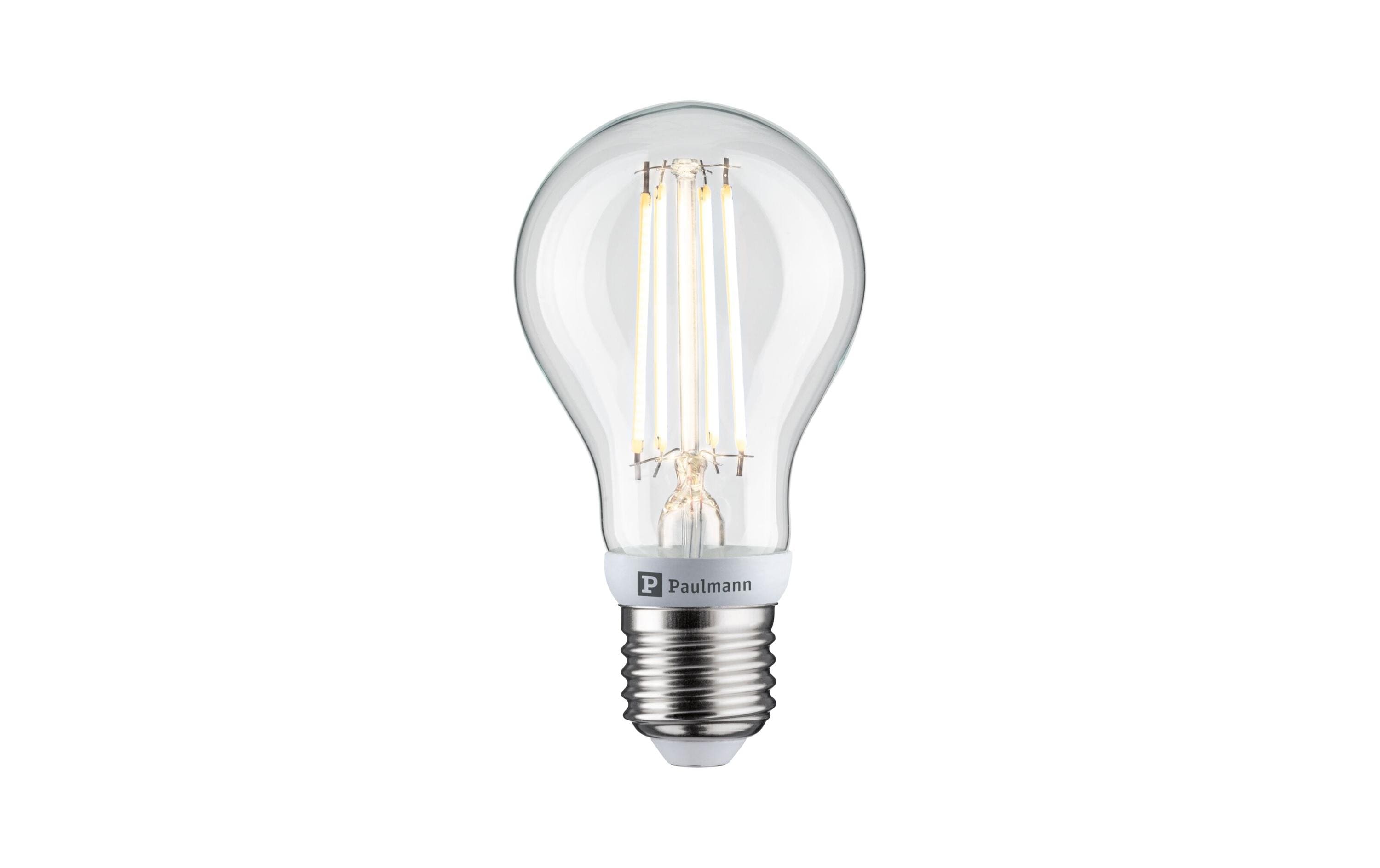 Paulmann LED-Leuchtmittel E27 A60 – 806 lm, 7 W, Warmweiss 2700 K – IP20 – 1 Stk., Transparent, Glas