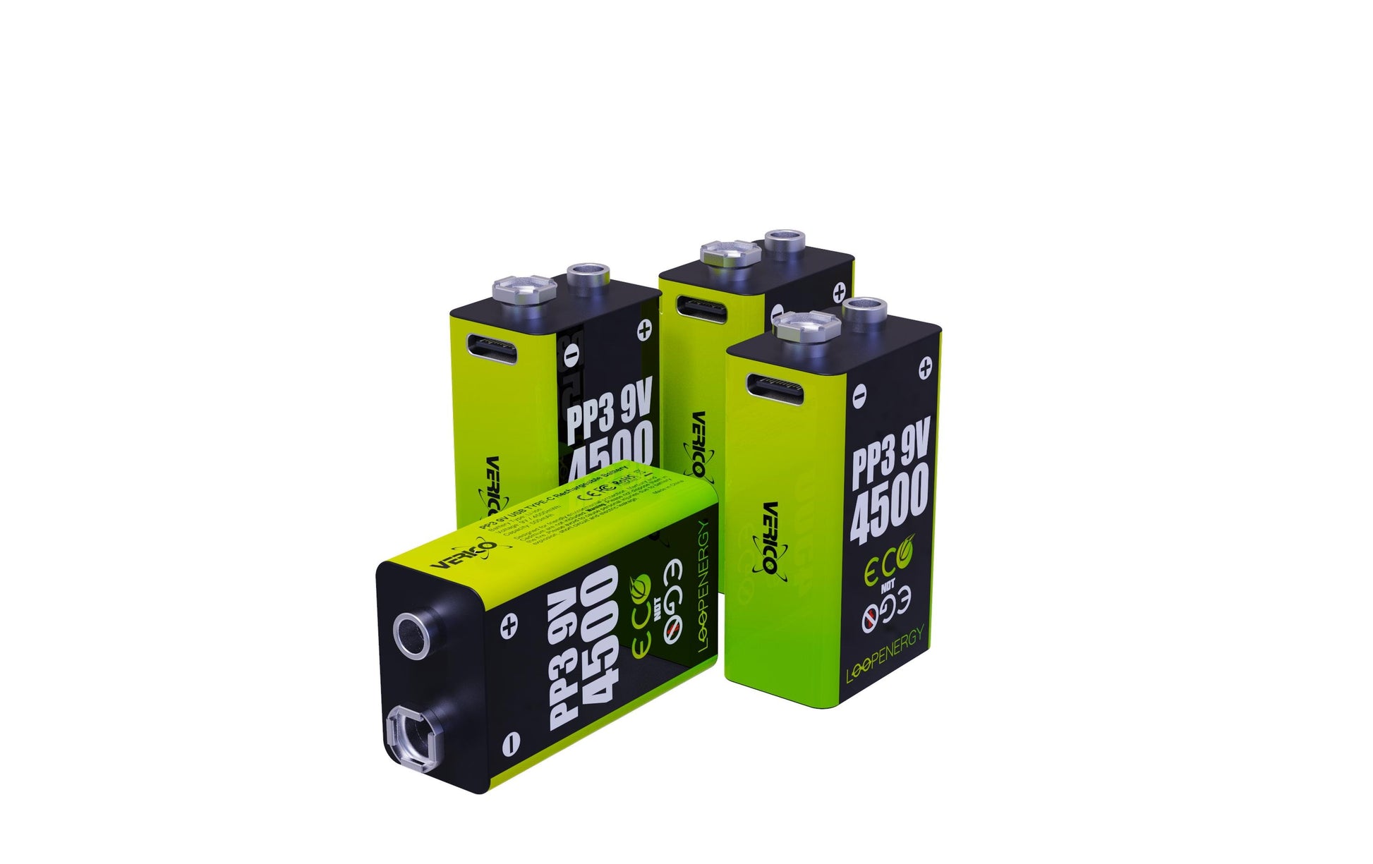 Verico 9V Akkus, Li-Ion, 500 mAh, 9 V – 4 Stk.