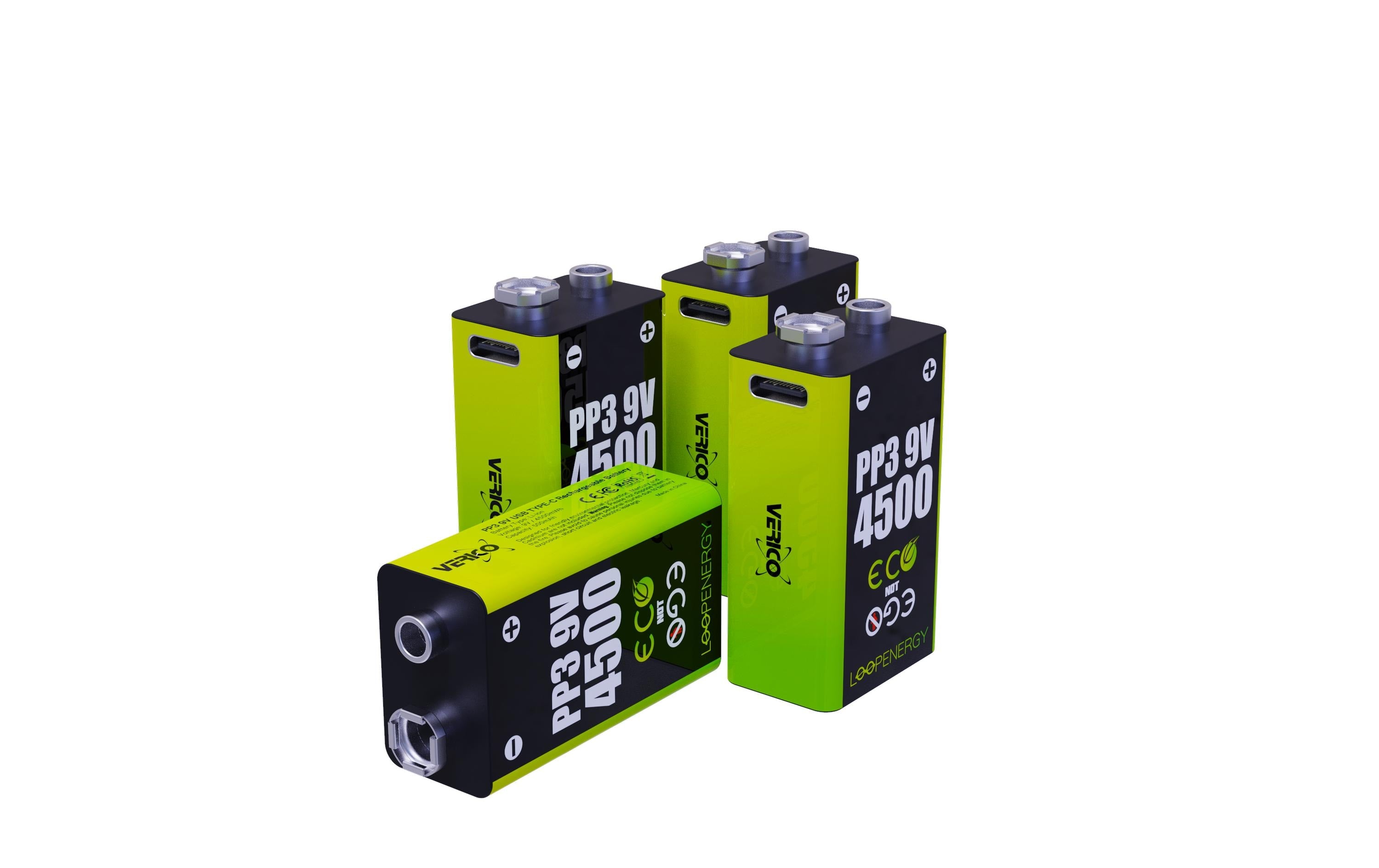 Verico 9V Akkus, Li-Ion, 500 mAh, 9 V – 4 Stk.