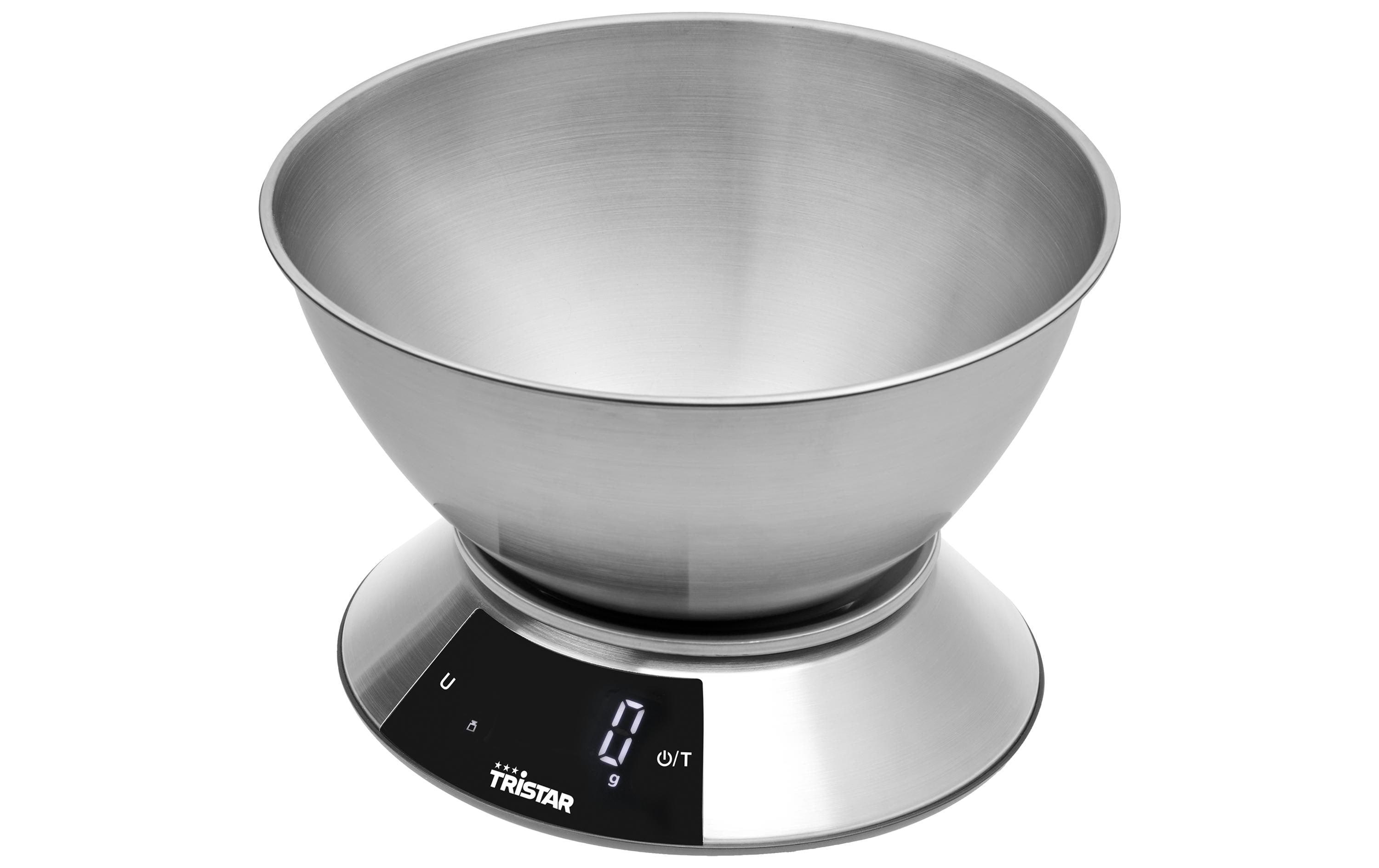 Tristar Küchenwaage – KW-2453 – bis 5 kg, 1 g Teilung, mit Schale (2 l), Edelstahl, silber