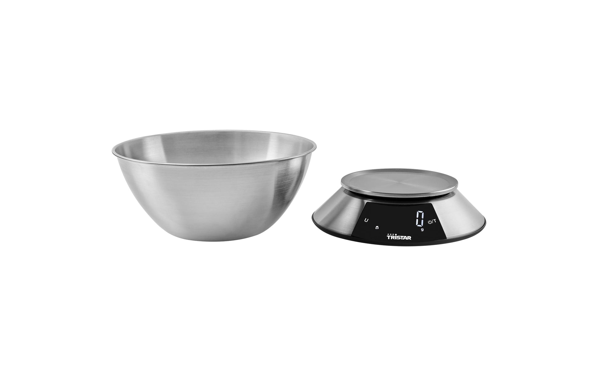 Tristar Küchenwaage – KW-2453 – bis 5 kg, 1 g Teilung, mit Schale (2 l), Edelstahl, silber