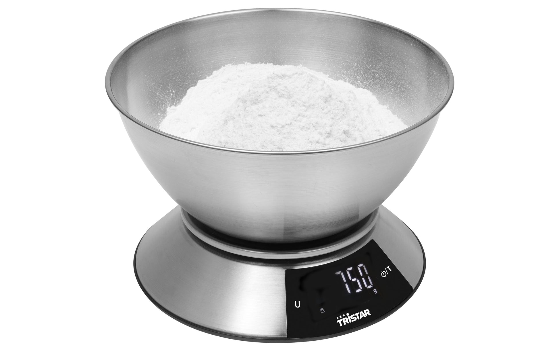Tristar Küchenwaage – KW-2453 – bis 5 kg, 1 g Teilung, mit Schale (2 l), Edelstahl, silber
