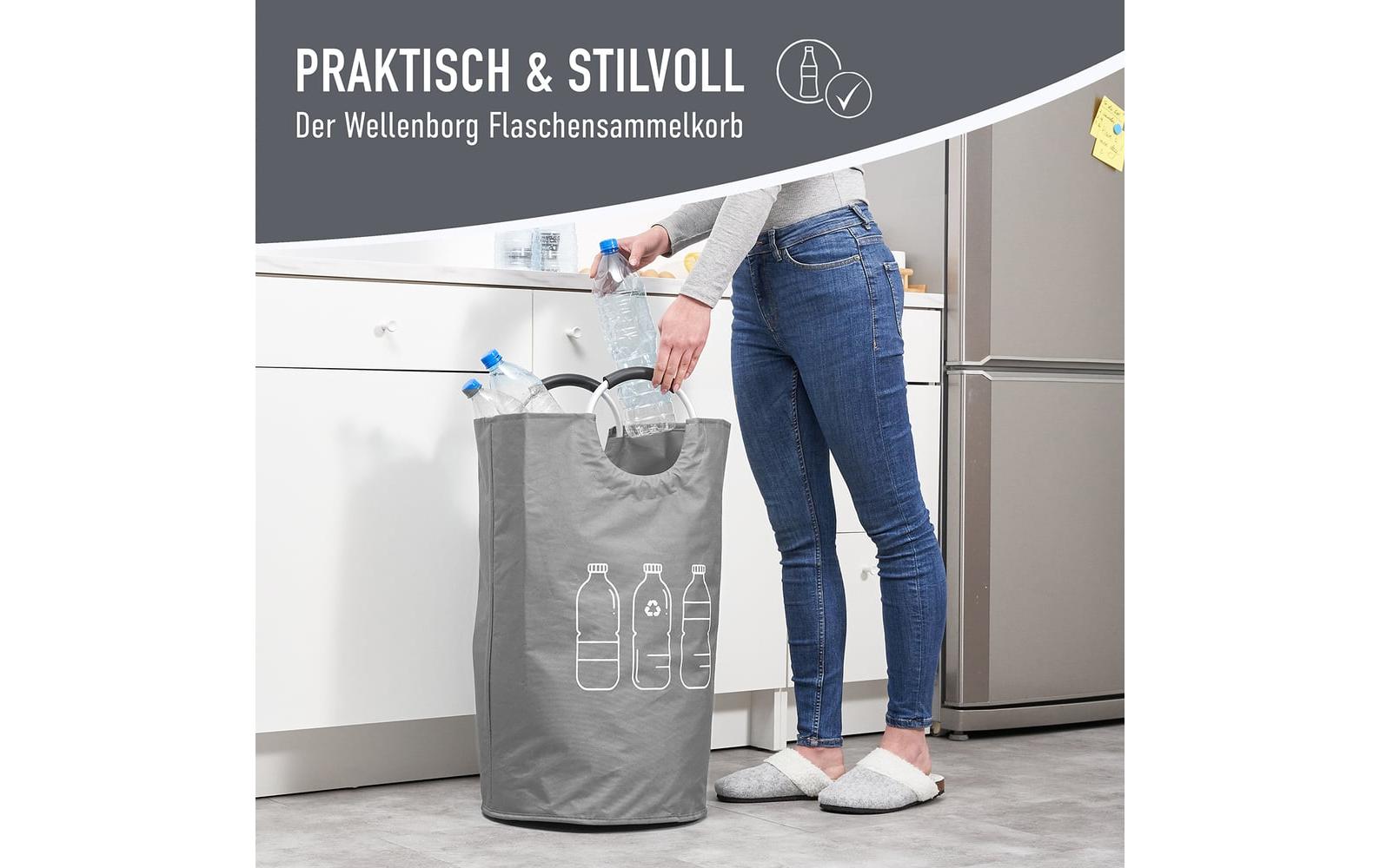 Wellenborg Sammelsack (PET) – 82 l, Polyester, Baumwolle, Grau, 380 × 720 × 380 mm, 1 Stk