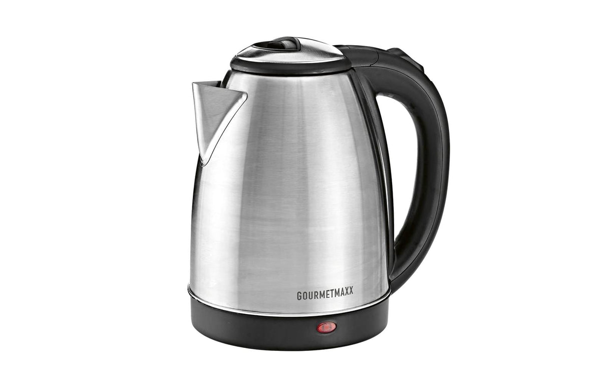 Gourmetmaxx Wasserkocher – 1,8 l, Edelstahl, Kunststoff, 1500 W, Schwarz, 360°-Sockel