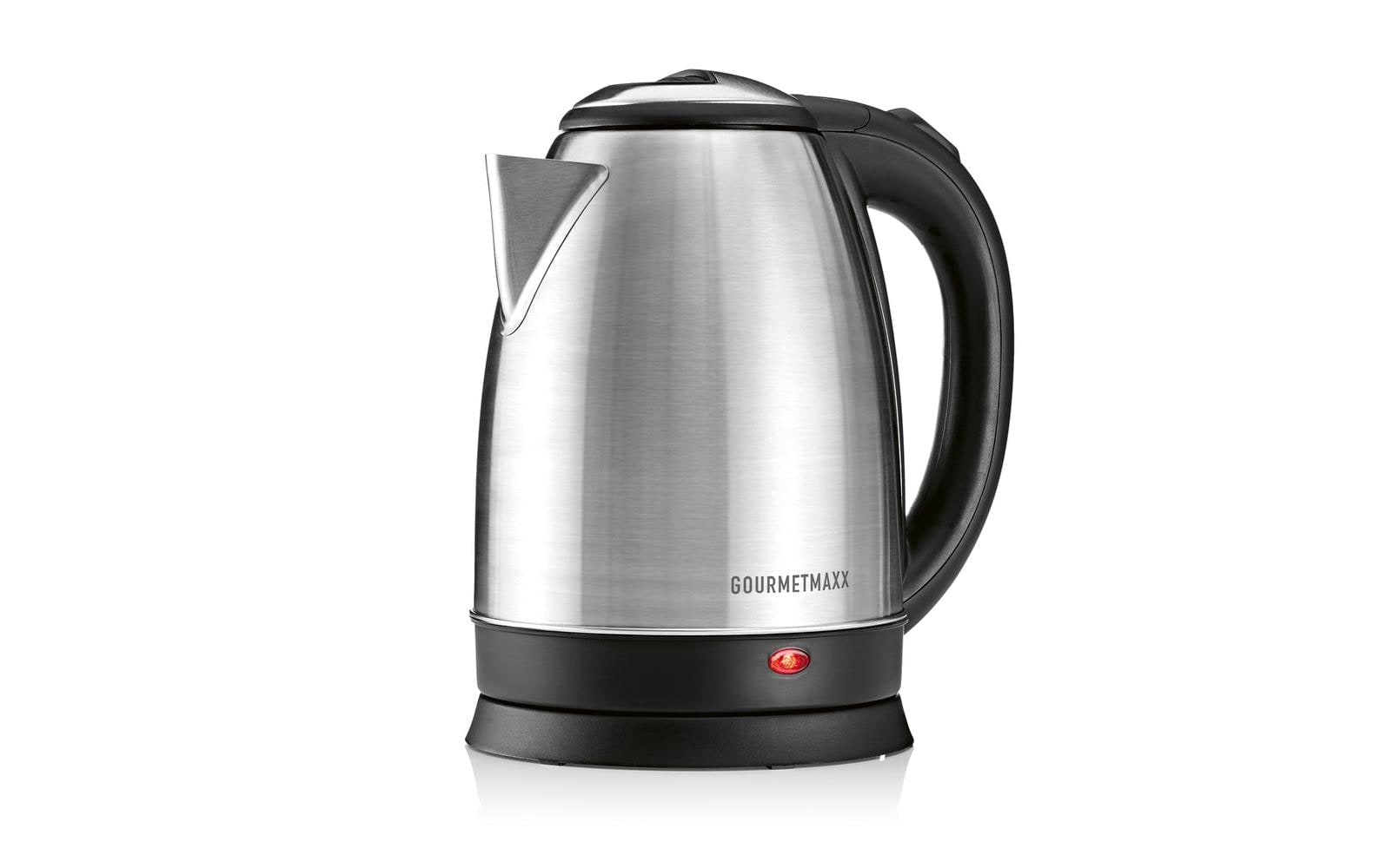 Gourmetmaxx Wasserkocher – 1,8 l, Edelstahl, Kunststoff, 1500 W, Schwarz, 360°-Sockel