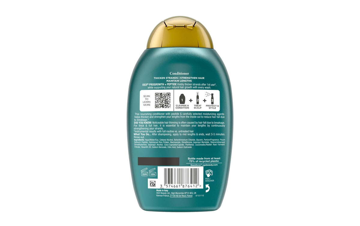 OGX Haarspülung ProGrowth Peptid – Anti-Haarbruch, Kräftigung – 385 ml