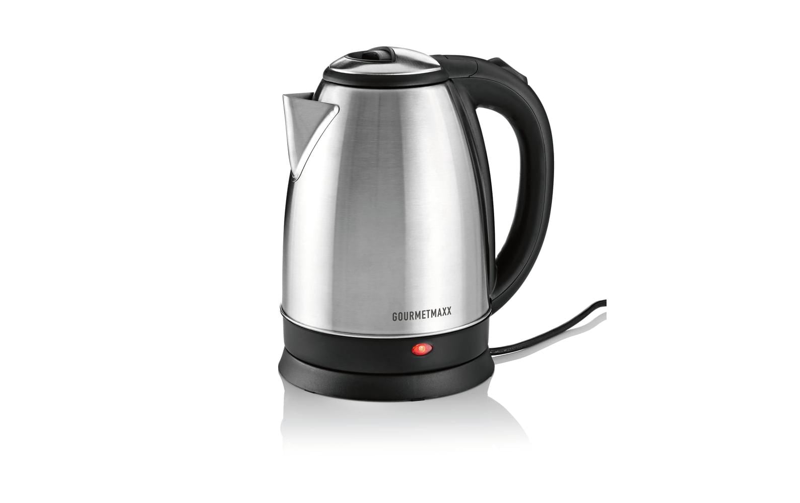 Gourmetmaxx Wasserkocher – 1,8 l, Edelstahl, Kunststoff, 1500 W, Schwarz, 360°-Sockel