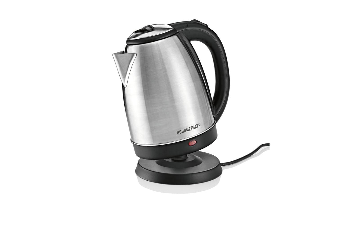 Gourmetmaxx Wasserkocher – 1,8 l, Edelstahl, Kunststoff, 1500 W, Schwarz, 360°-Sockel