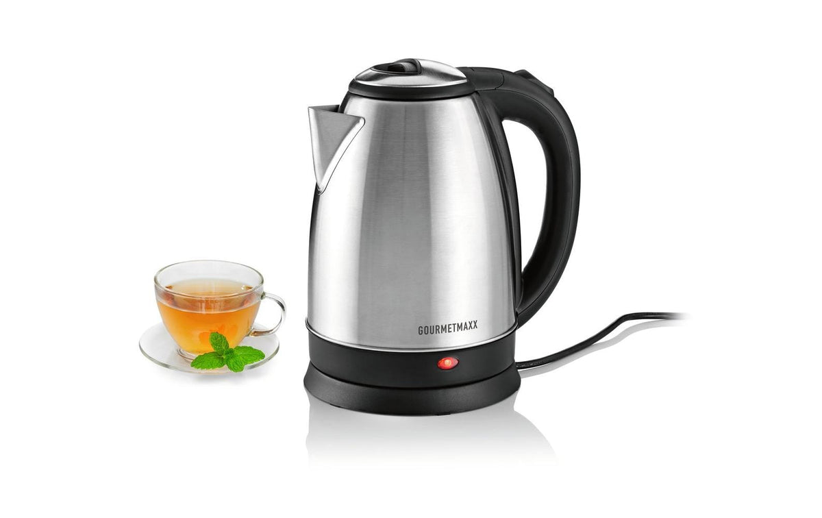 Gourmetmaxx Wasserkocher – 1,8 l, Edelstahl, Kunststoff, 1500 W, Schwarz, 360°-Sockel