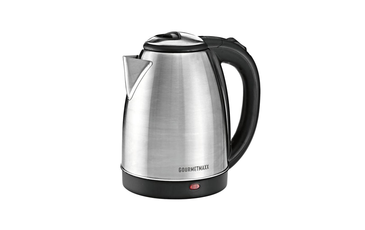 Gourmetmaxx Wasserkocher – 1,8 l, Edelstahl, Kunststoff, 1500 W, Schwarz, 360°-Sockel