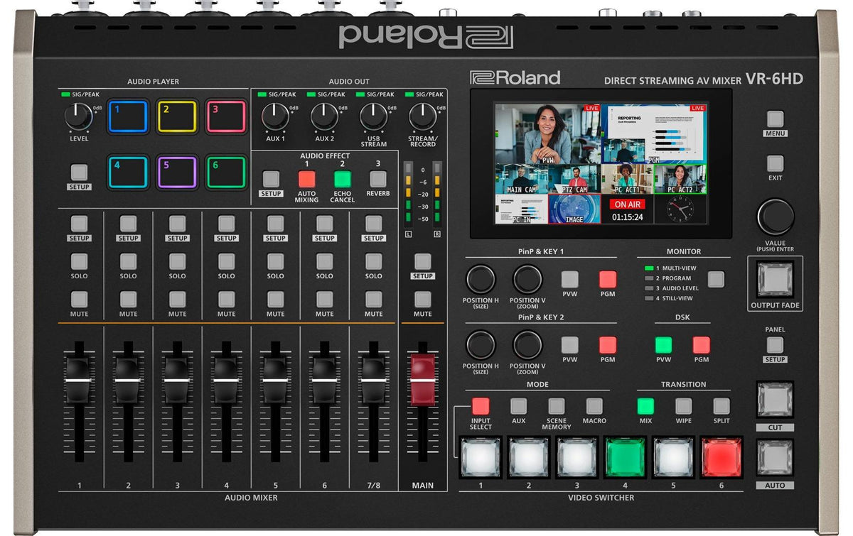 Roland VR-6HD – USB-Mischpult (28-Kanal), 24-bit/48 kHz, Schwarz