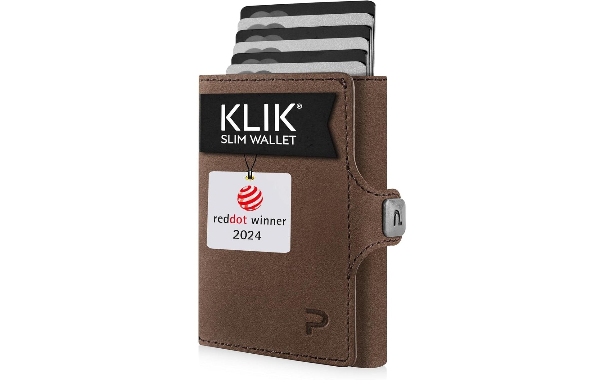 Puristo Kartenetui – RFID-Schutz, Münzfach – 7,2 × 4 × 2,2 cm – Braun – KLIK XL Slim Wallet