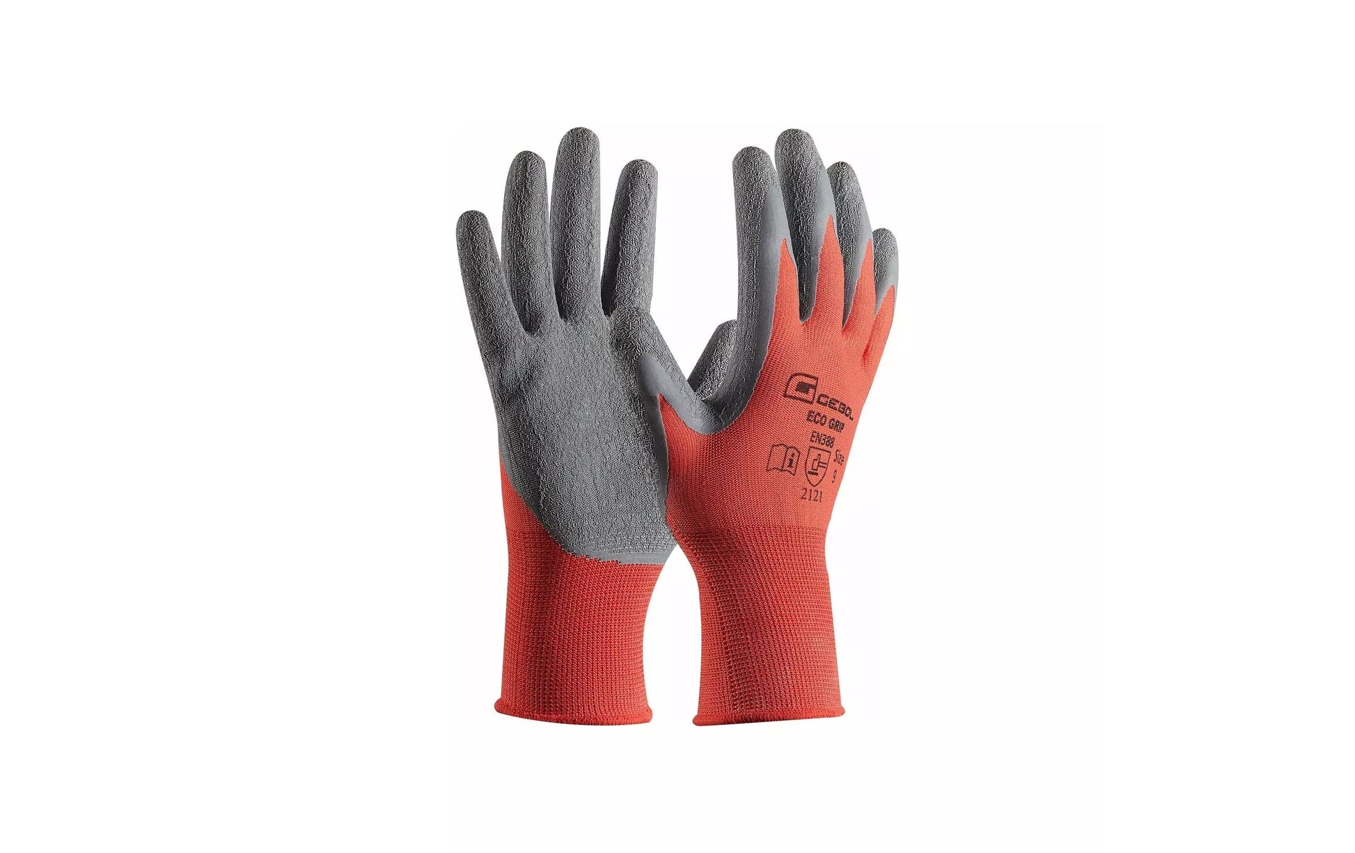 Gebol Arbeitshandschuhe Eco Grip – Grösse 9, 1 Stück – Latex, Grau/Orange, reissfest, wasserabweisend