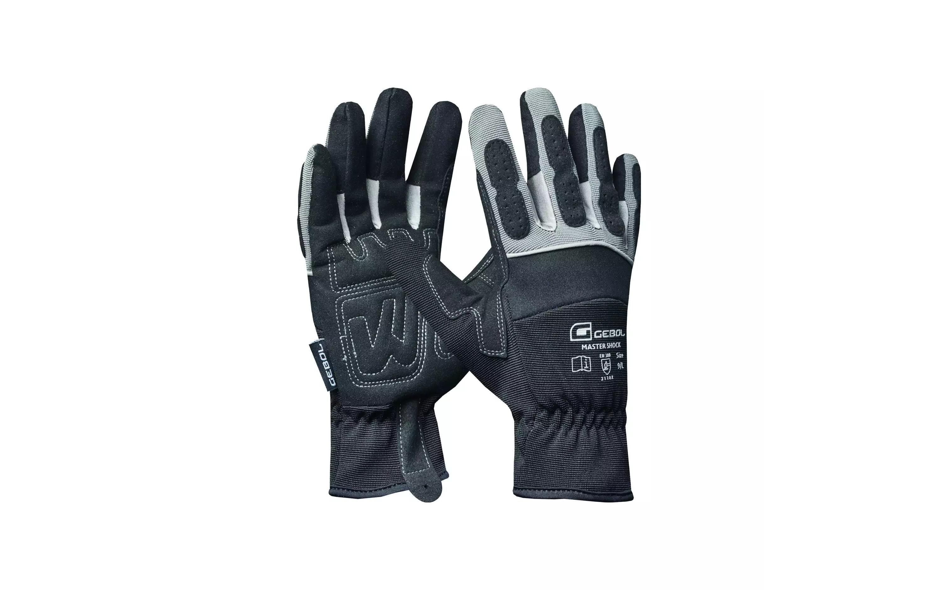 Gebol Arbeitshandschuhe, Master Shock Premium – Grösse 9 – Neopren/Vinyl, Stossdämpfend, Grau/Schwarz