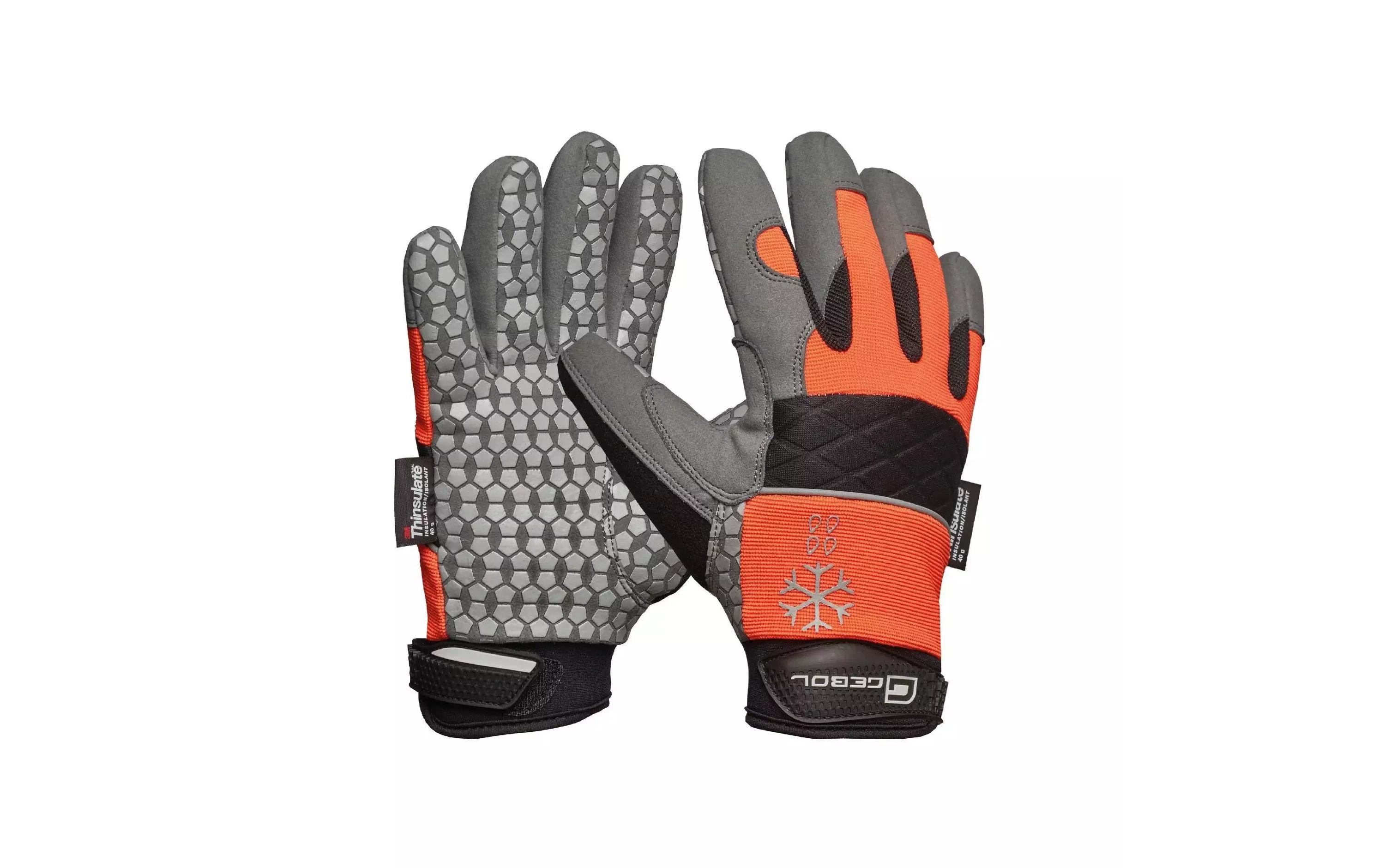 Gebol Arbeitshandschuhe – Grösse 9, 1 Stück – Leder/Neopren, Grau/Orange, Frostbeständig