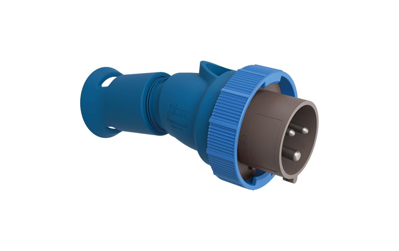 Steffen Adapterkabel, CEE 16-3 zu CEE 16-3, IP66/67/69, Montagestecker, vernickelt – Grau/Rot