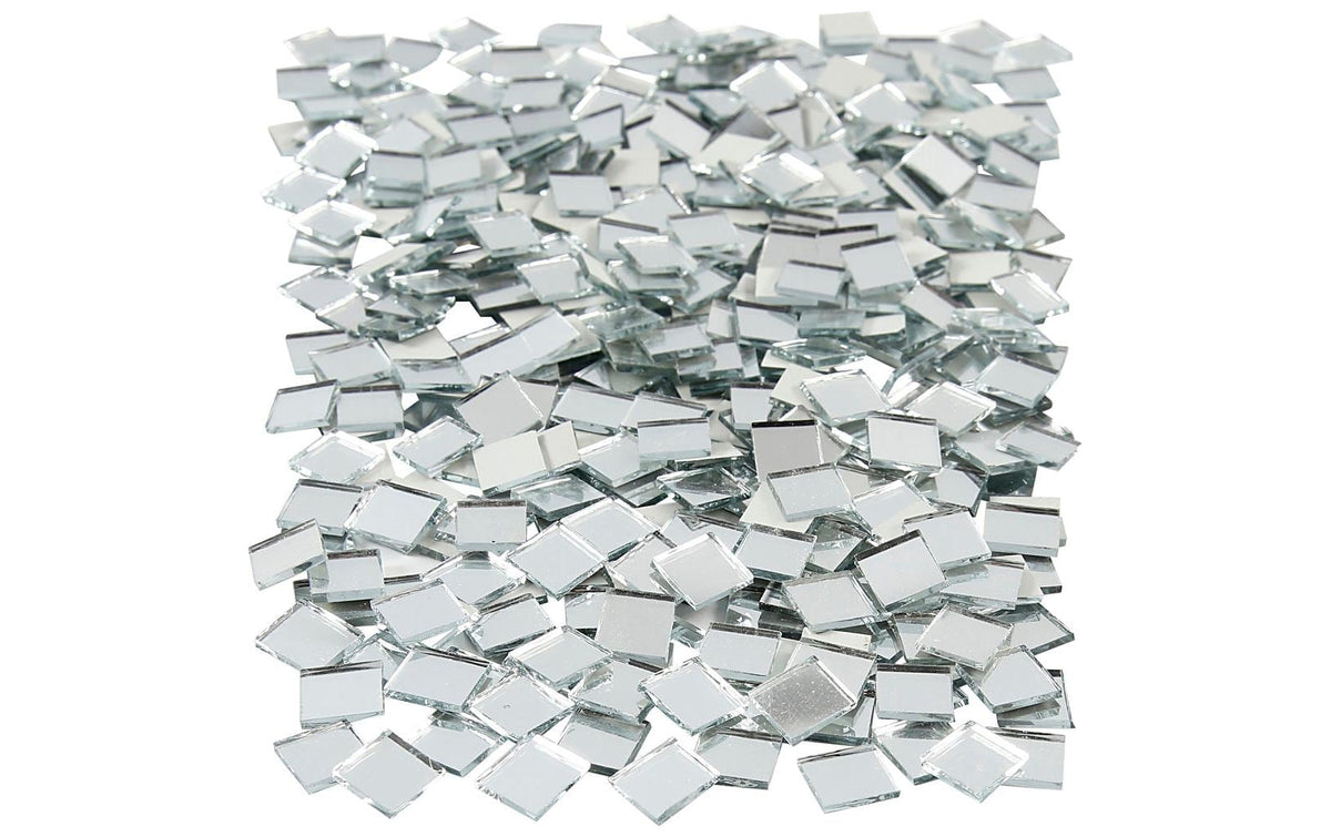 Creativ Company – Dekosteine/Dekogranulat, Spiegelmosaik, Kunststoff, Silber, 10 × 10 mm, 2 mm, 500 Stk.