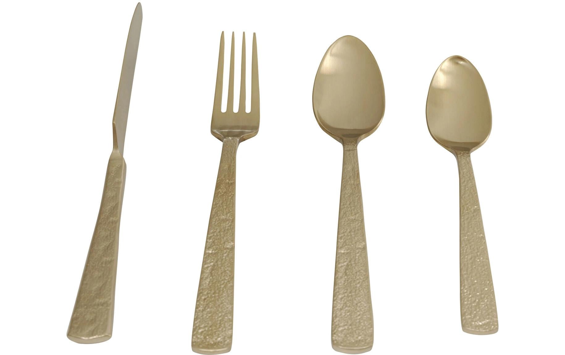 KARE Design Alana Besteck-Set – 16-teilig, 6 cm, Edelstahl, Gold, matt satiniert, spülmaschinenfest