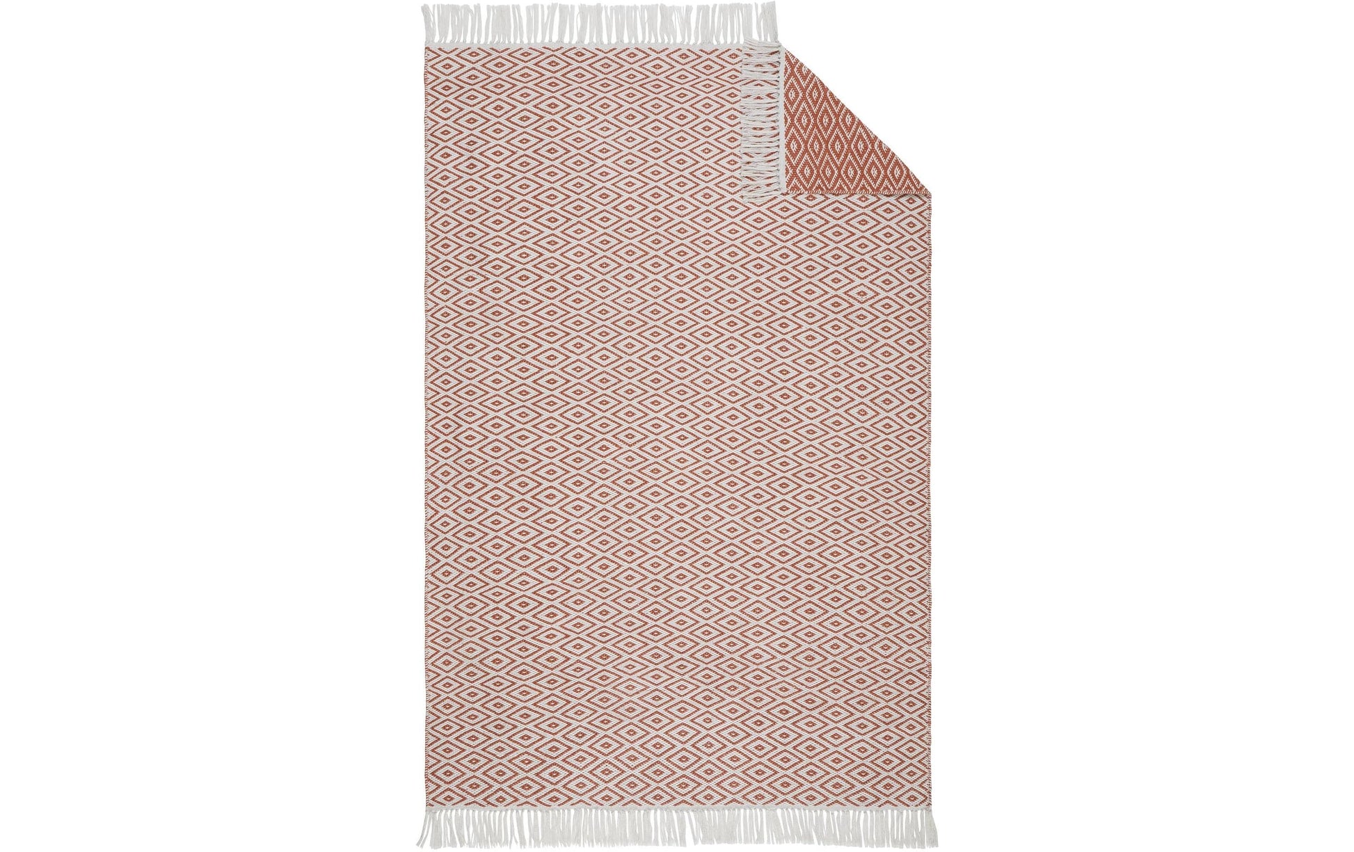Urbanara Teppich Barota – 140 × 200 cm, Terrakotta/Weiss, Polypropylen/Recyceltes PET, GRS