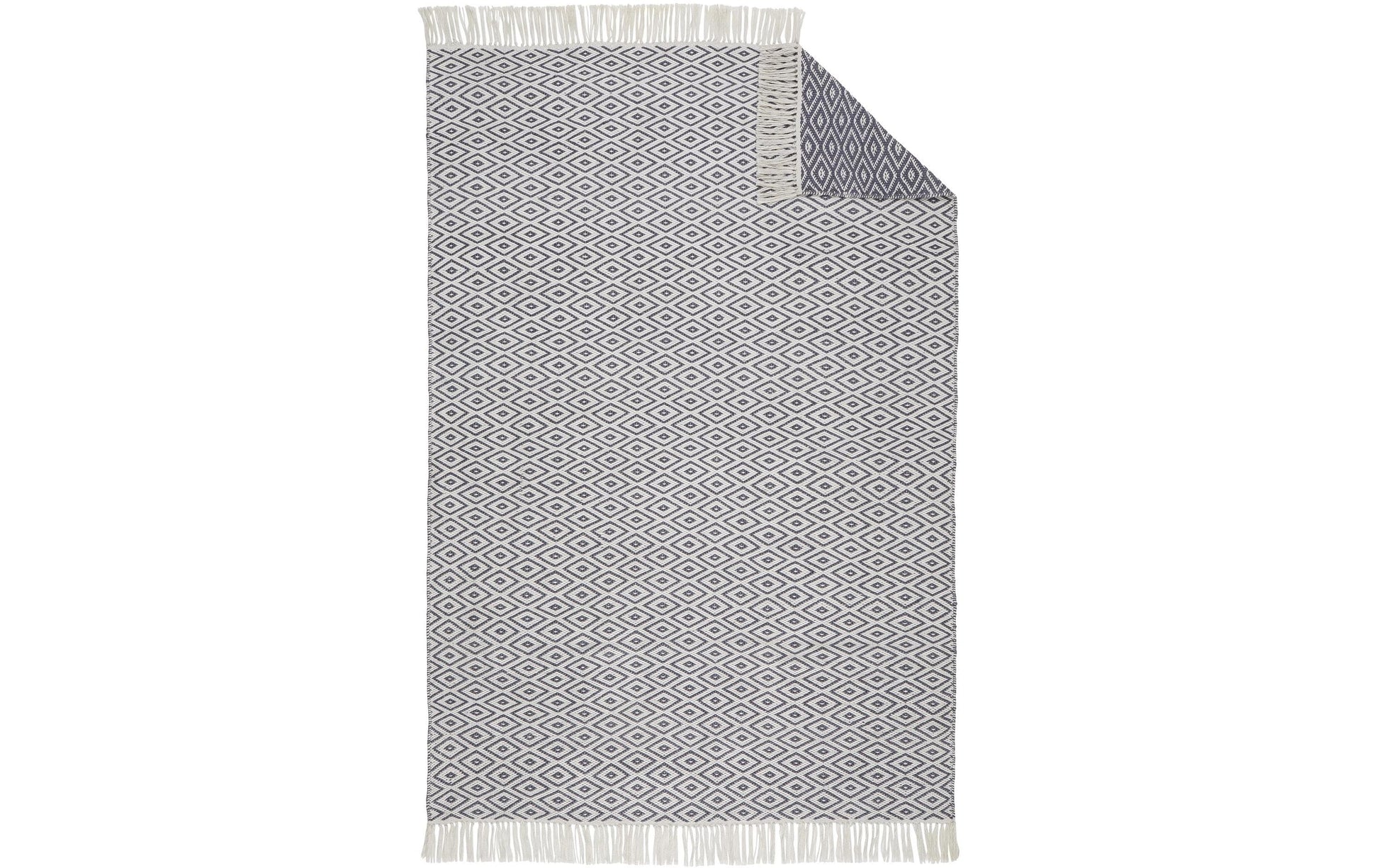 Urbanara Teppich – für 140 × 200 cm – Polypropylen & recyceltes PET, blaugrau