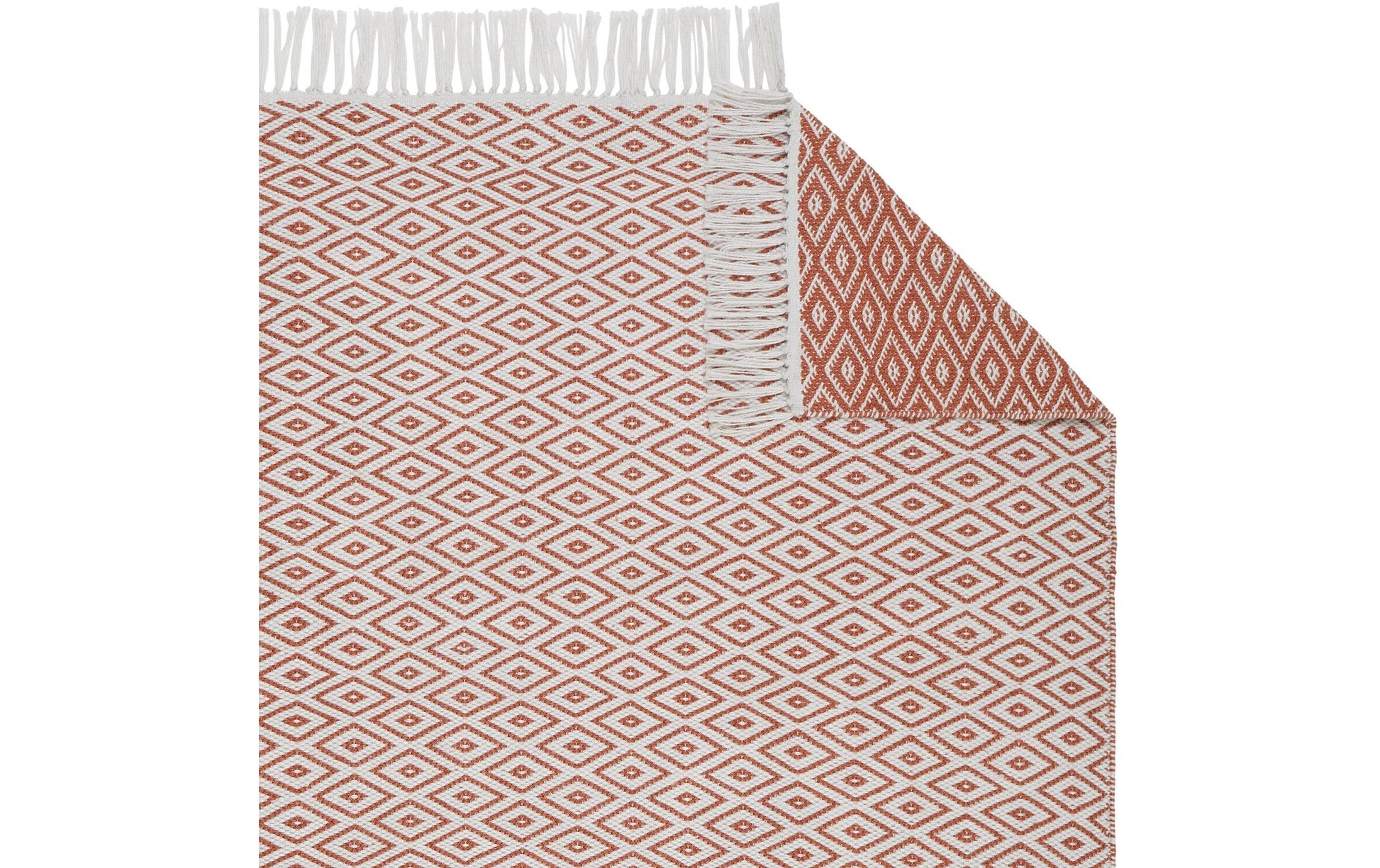 Urbanara Teppich Barota – 140 × 200 cm, Terrakotta/Weiss, Polypropylen/Recyceltes PET, GRS