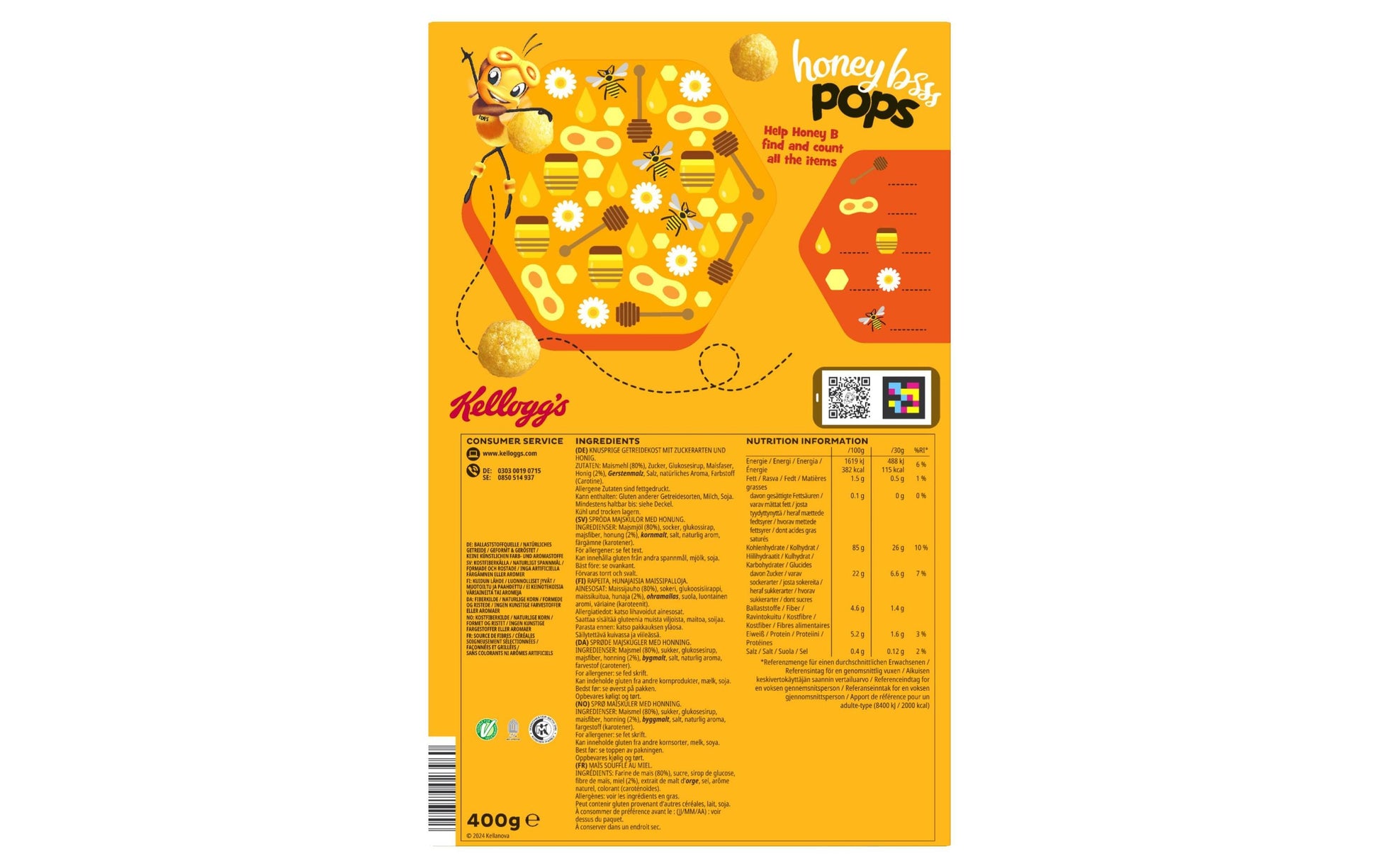 Kellogg Company Kellogg's Cerealien Honey Pops – 400 g