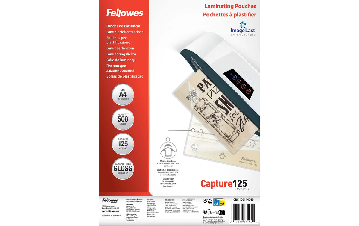 Fellowes Laminierfolien A4 – 125 µm, matt, 500 Stück