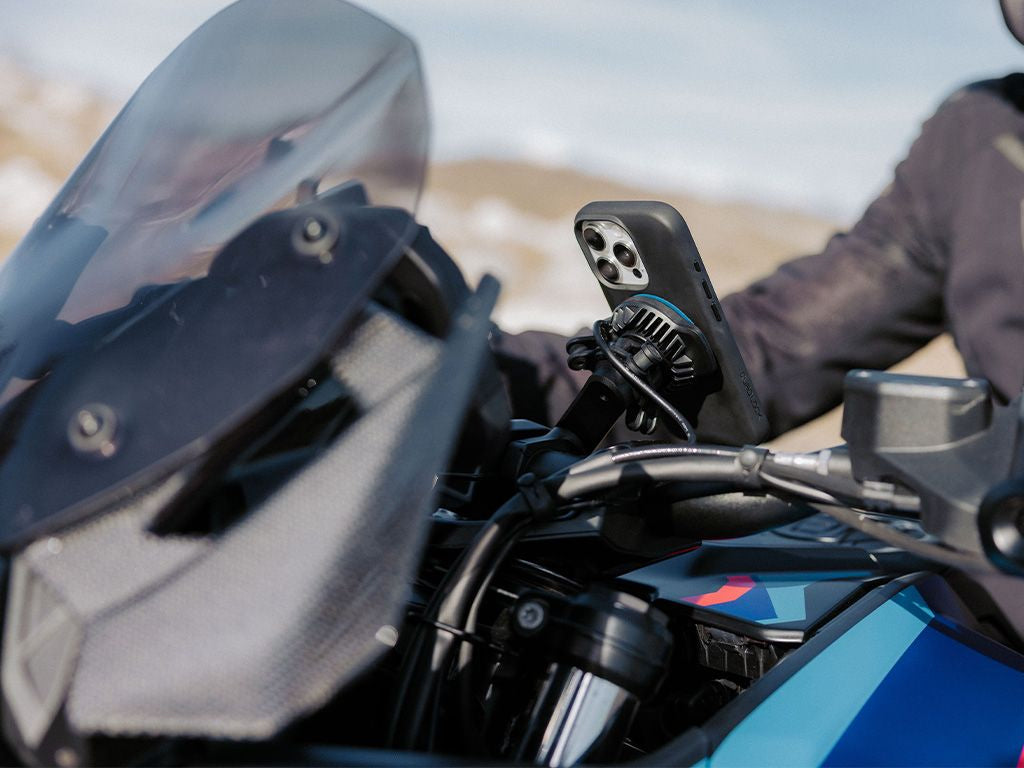 Quad Lock Motorrad-Lenkerhalterung Pro, Klemmhalterung, 360° drehbar – für Quad Lock Cases – Schwarz/Chrom