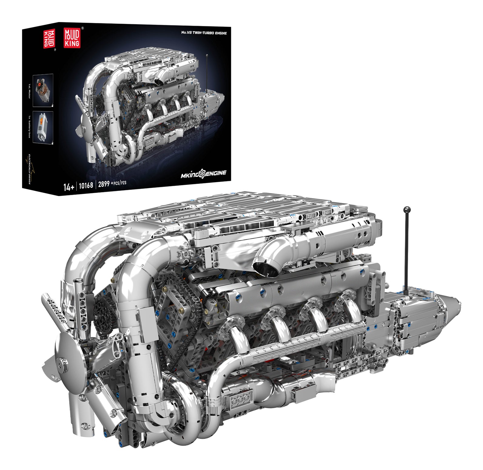 Mould King Bausatz – V8 Twin-Turbo Motor, 2899 Teile, motorisiert, ab 14 Jahren
