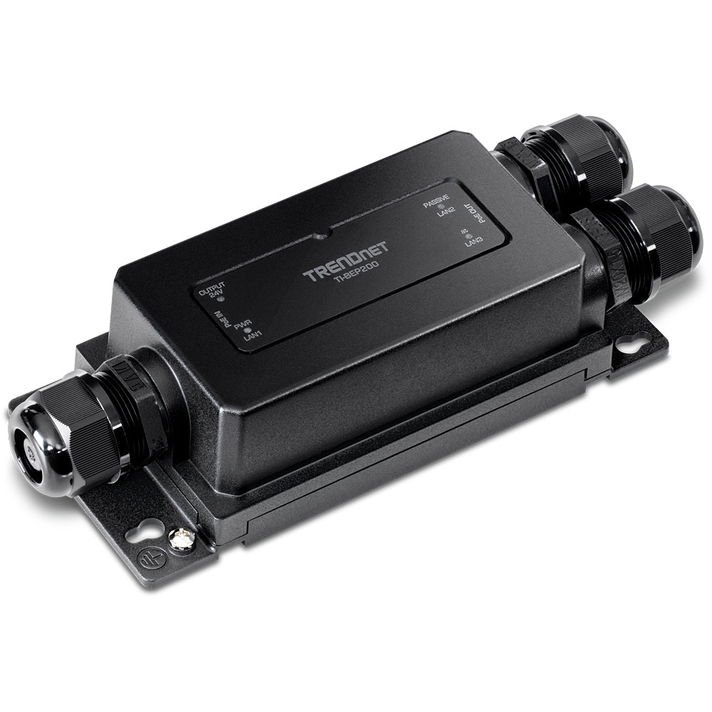 TRENDnet TI-BEP200 – PoE-Extender (Outdoor) – 3× RJ-45 1G, PoE++ (IEEE 802.3bt), PoE-Budget 60 W, IP67