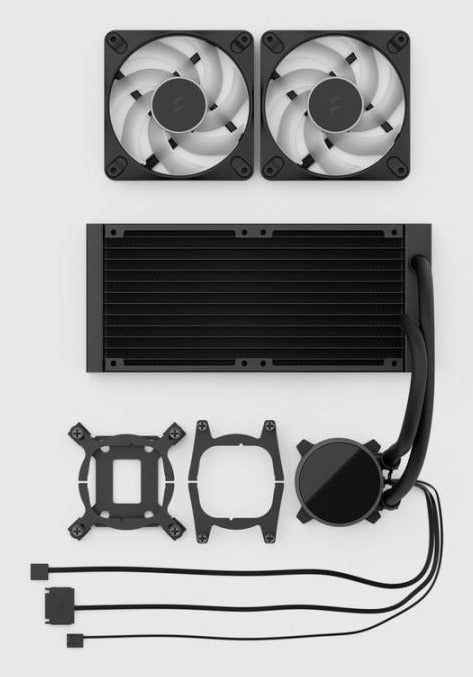 Fractal Design Radius 240 RGB – All-in-One Flüssigkeitskühler – 2×120 mm Lüfter, für LGA 1200, AM4, AM5