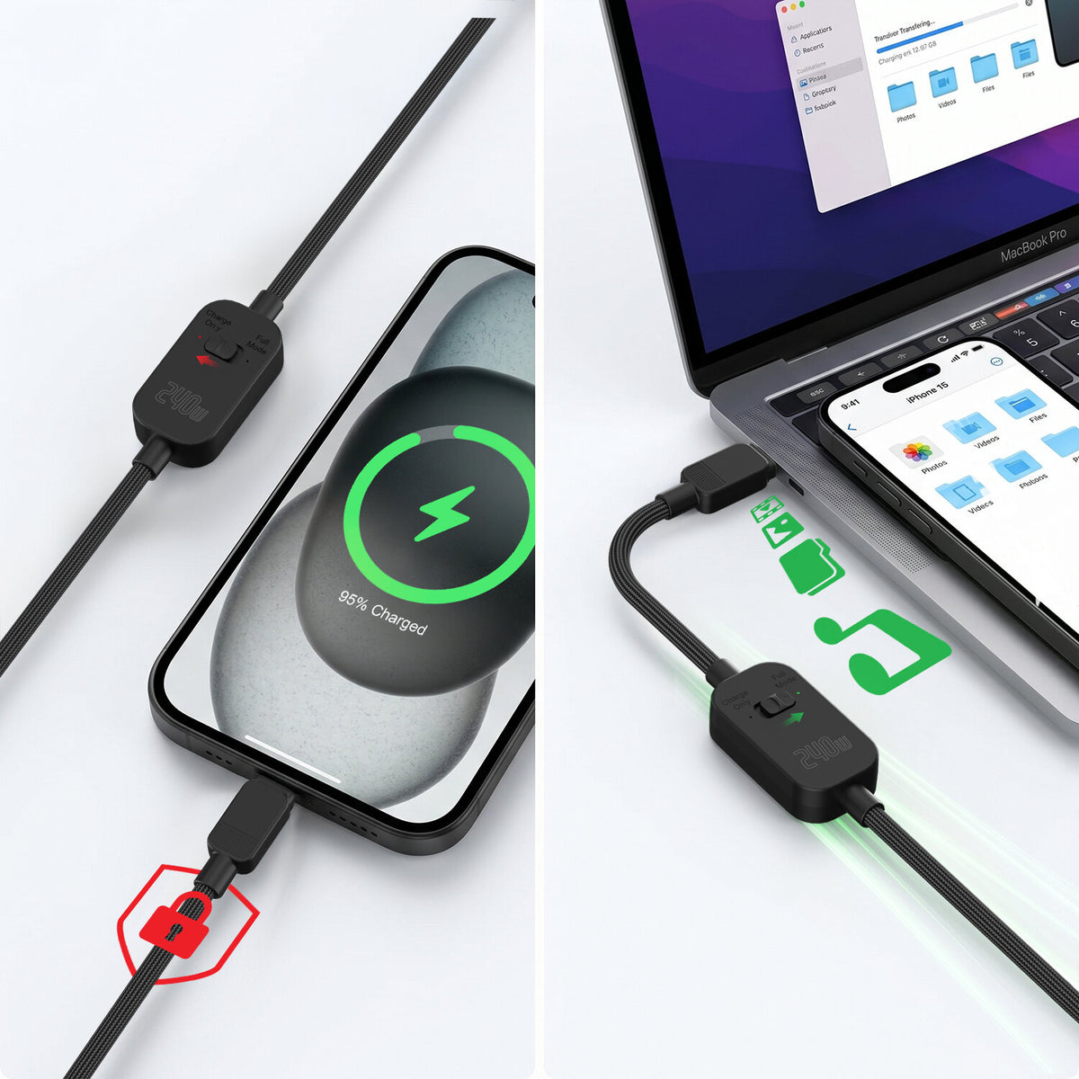 4smarts USB-C auf USB-C Kabel – USB 2.0 (480 Mbps) – 1,2 m – PD 240 W – für Laptops, Tablets, Smartphones