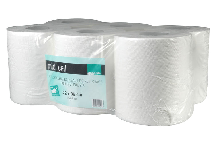 Venardo softline Venardo Putzrolle Midi – 2-lagig – 175 m, 486 Blatt – weiss – 6 Rollen