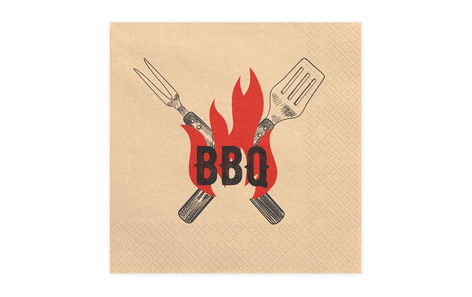 Partydeco BBQ Servietten, 33 × 33 cm – rot/schwarz – 20 Stk.