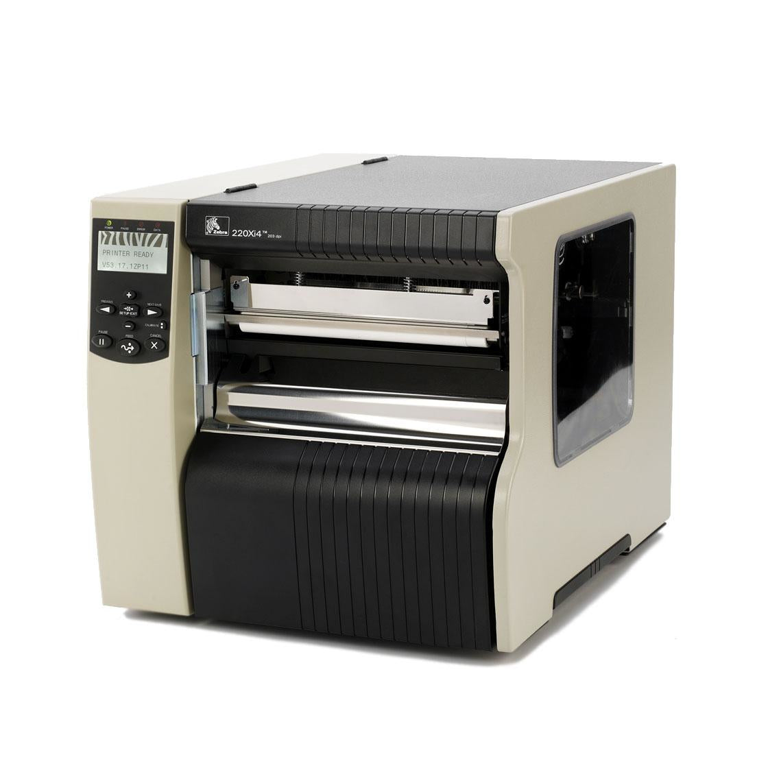 Zebra 220Xi4 – Etikettendrucker, Thermotransfer, Auto-Cutter, Auffangfach, USB, LAN, RS-232, Parallel, 300 dpi