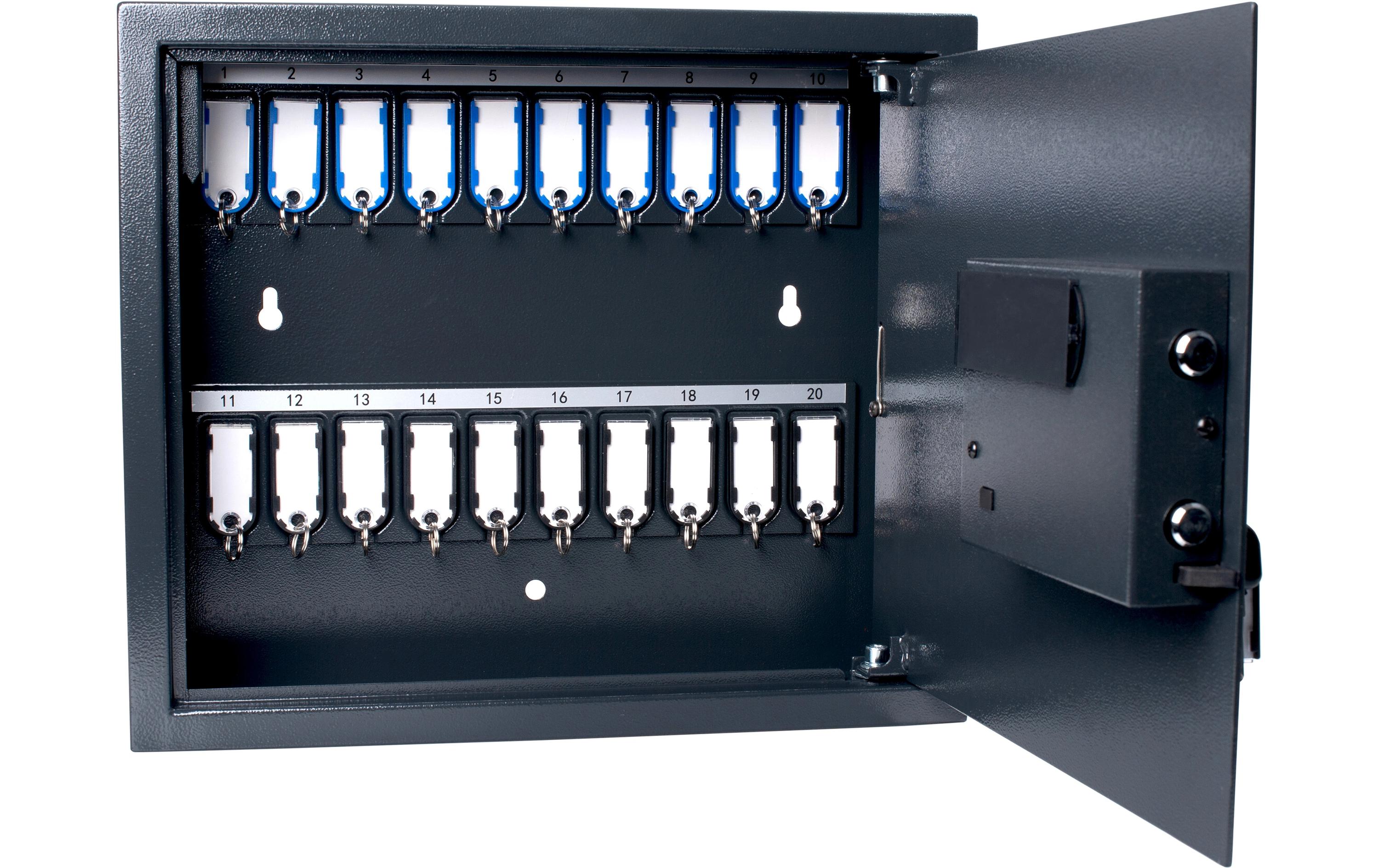 PAVO High Security – Schlüsseltresor, Elektronikschloss, für 20 Schlüssel, Stahl, Dunkelgrau