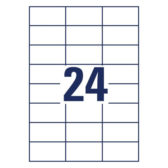 Avery Etiketten, 70 mm × 37 mm, weiss, Papier, permanent, 65 Blatt (1560 Etiketten)