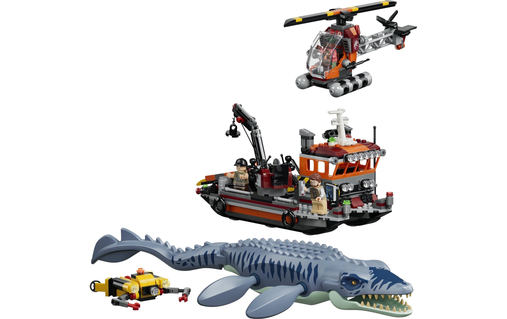 LEGO Jurassic World Mosasaurier-Angriff auf das Boot Set – 703-teilig – 28,2×7,2×43,2 cm – ab 7 J.