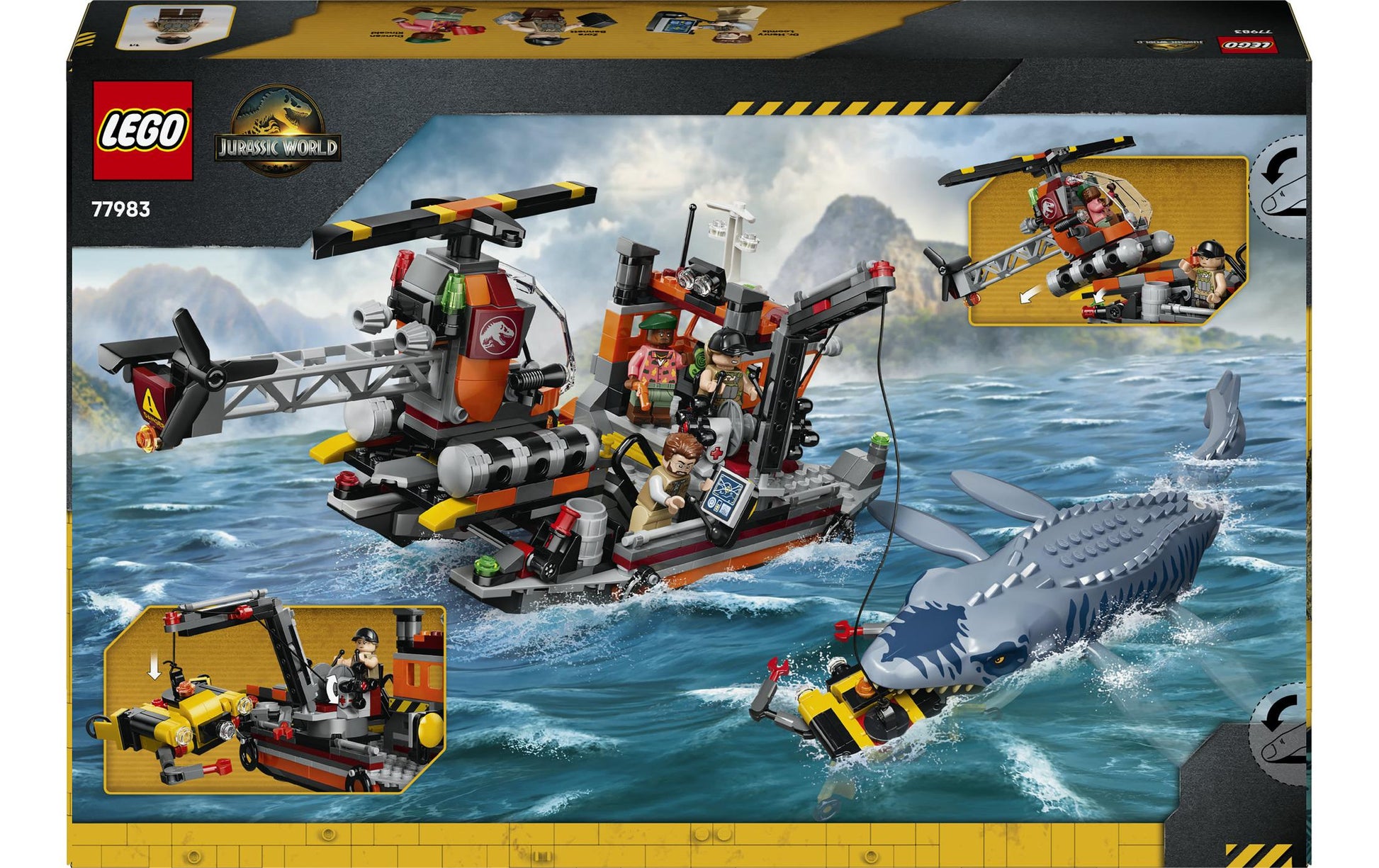 LEGO Jurassic World Mosasaurier-Angriff auf das Boot Set – 703-teilig – 28,2×7,2×43,2 cm – ab 7 J.
