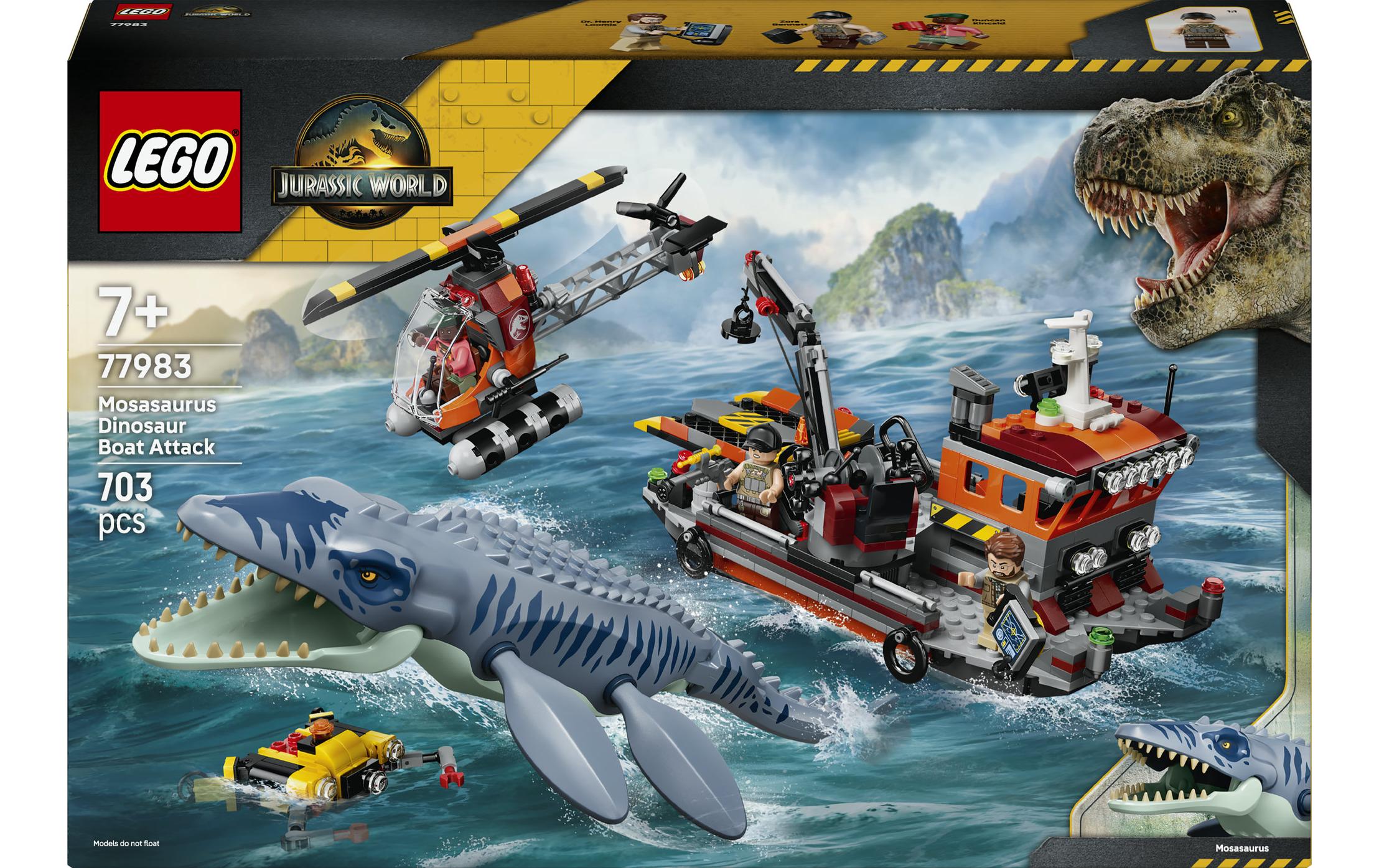 LEGO Jurassic World Mosasaurier-Angriff auf das Boot Set – 703-teilig – 28,2×7,2×43,2 cm – ab 7 J.