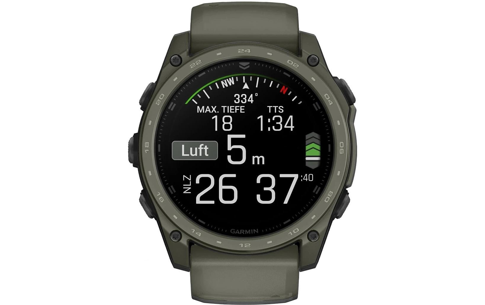 Garmin Tactix 8 51 mm GPS – Titan Olivgrün, 100 m, für Android, iPhone
