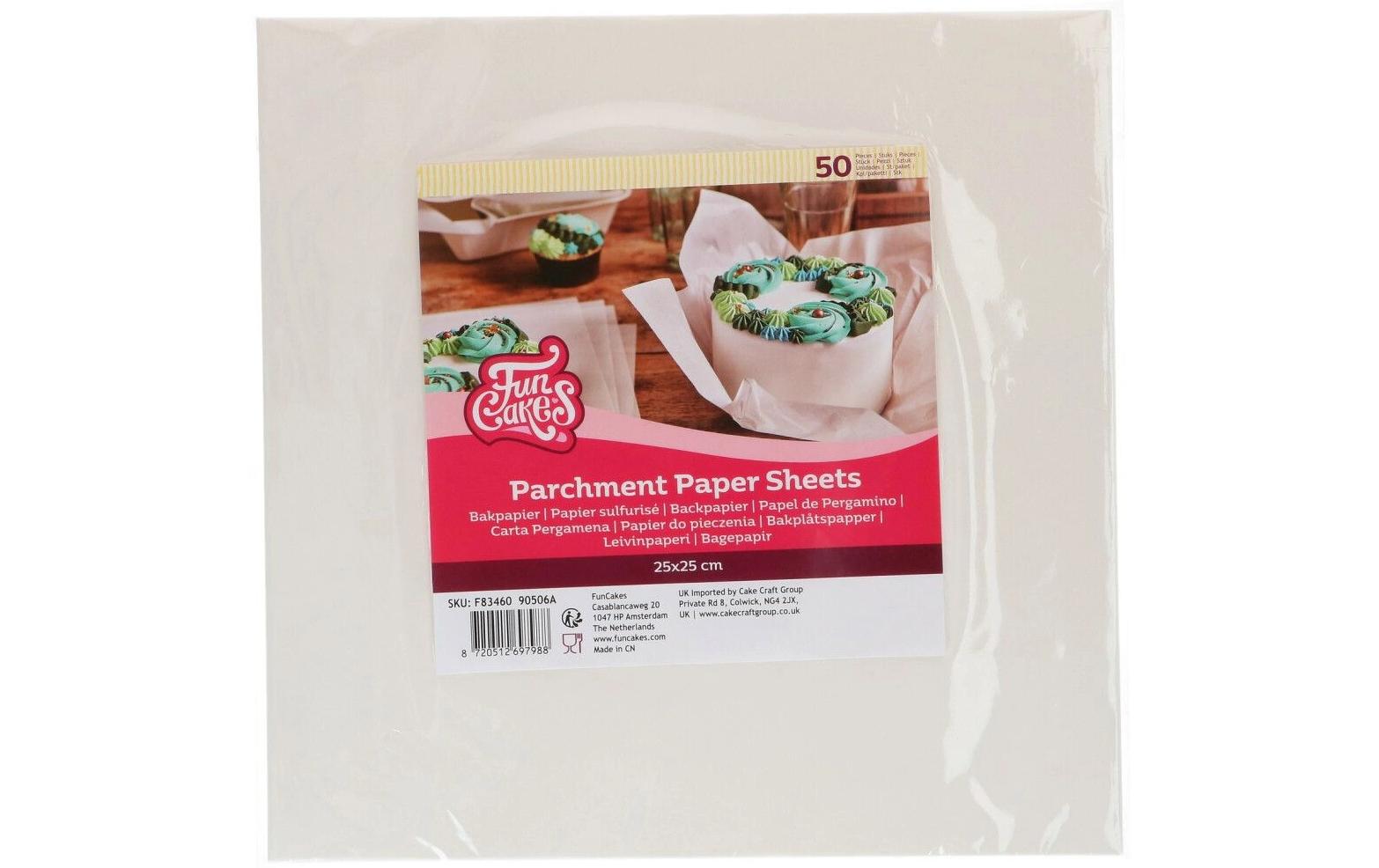 Funcakes Backpapier 25 × 25 cm, 50 Stk., Papier, Weiss