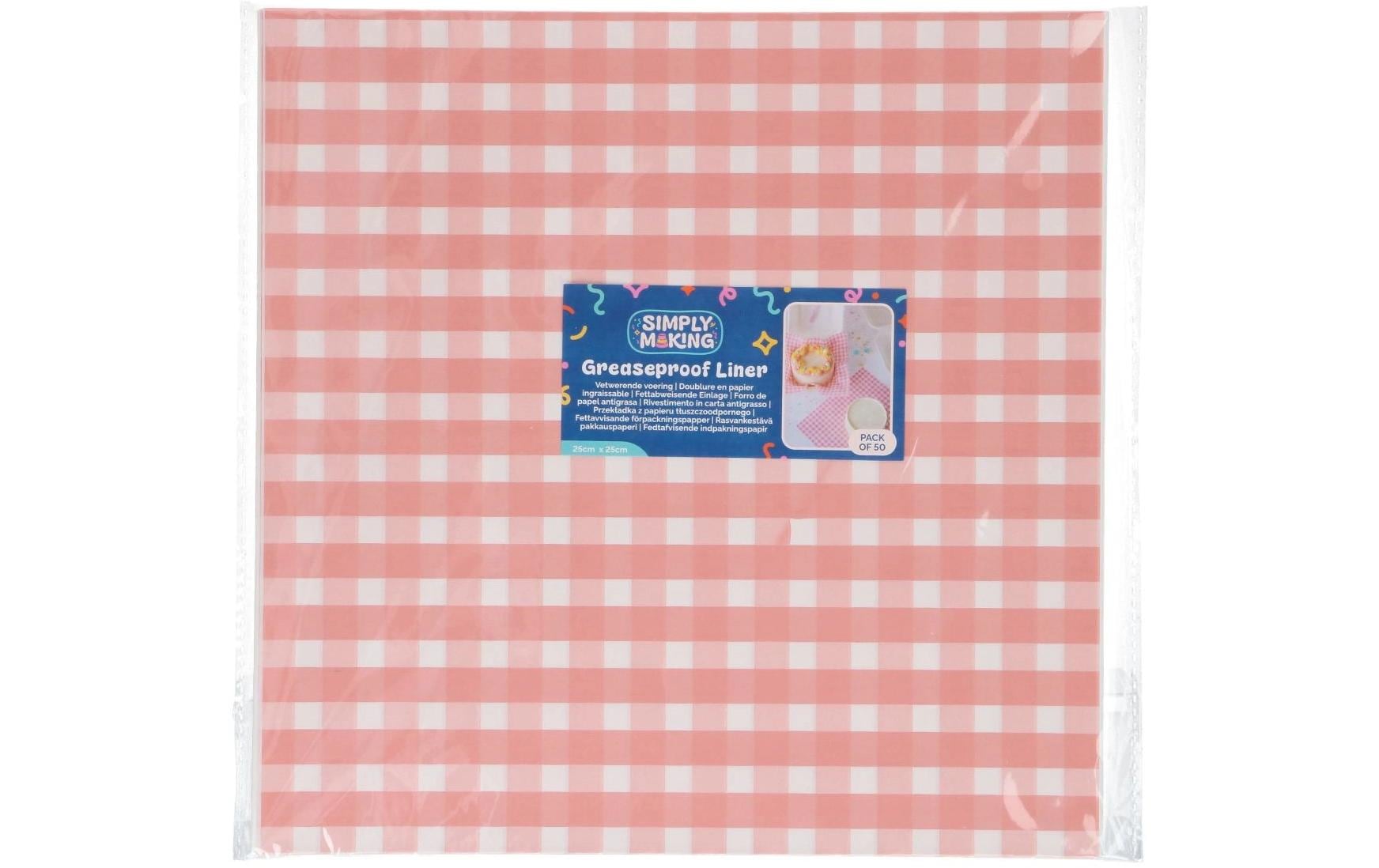 Backshopschweiz Servietten Papier, rosa kariert, 25 × 25 cm – 50 Stk.