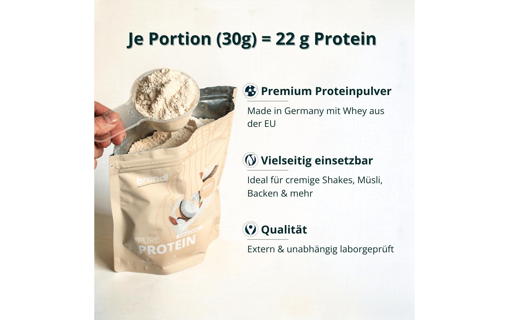 Brandl-Nutrition Eiweisspulver Pure Protein 2.0 W – Kokos – 1 kg