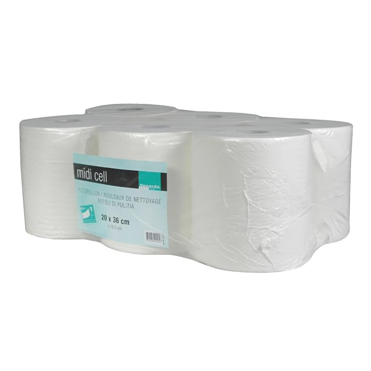 Venardo softline Putzrolle Midi – 1-lagig – 20 cm × 300 m – 833 Blatt – Weiss – 6 Rollen